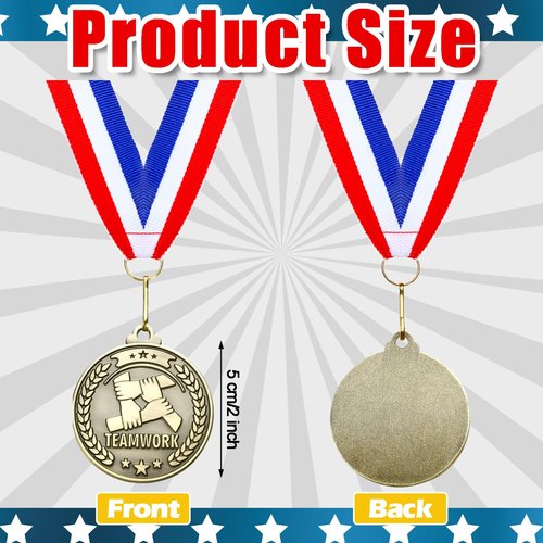 Quelay 30 Pcs 2'' Gold Medals for Awards,Winner Encourage Team Participation for Kids Adults Trophy Award Prize Gift Competitions Graduation Party(Teamwork)