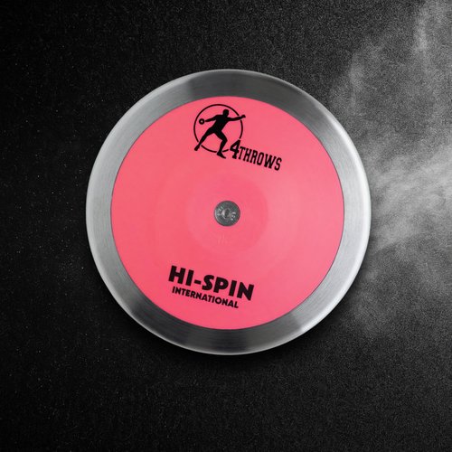 4THROWS ATE 1KG Hi-Spin International Discus for Track & Field, High School, College, Men & Women — 80% Rim Weight, IAAF World Athletics Certified with Free Carry Bag, Pink and Silver