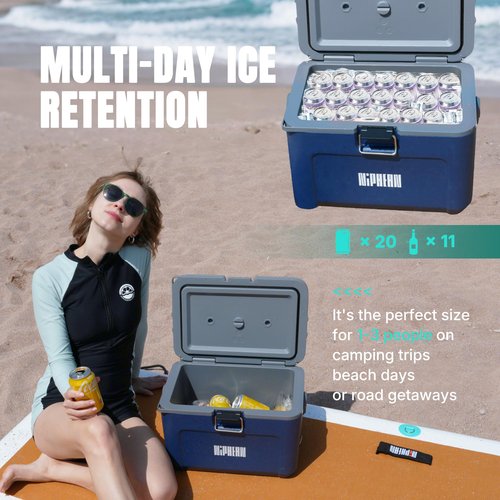 Niphean 4-Layer Insulated Paddle Board Cooler Box - 60 Hours Ice Retention, Convertible Seat on Paddle Board with D-Ring, 15-Liter Rigid Kayak Cooler for Camping, Beach, Kayaking