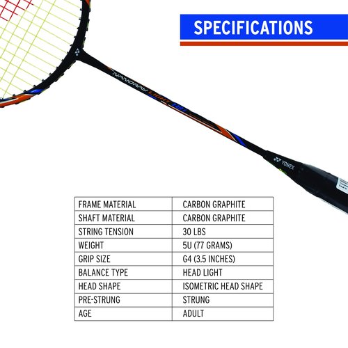 YONEX Nanoray Light 18i Graphite Badminton Racquet (Black)