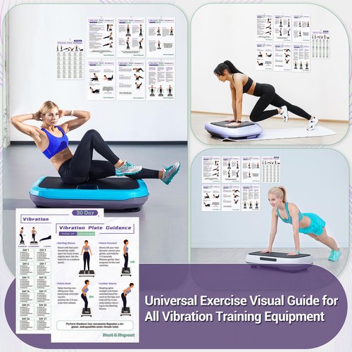 Vibration Plate Exercise Machine Poster - Portable Full-Body Workout Equipment for Home & Gym, 30-Day Training Program w/ 6 Guides & 4 Planners