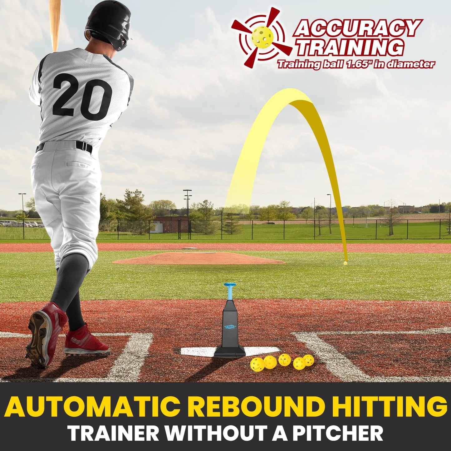 Portable Hitting Tee for Baseball & Softball, Adjustable Height Up to 40 Inches Baseball Pitching Machines with 12 Balls for Swing Practice Without a Pitcher Hitting, Batting Tee Training Equipment