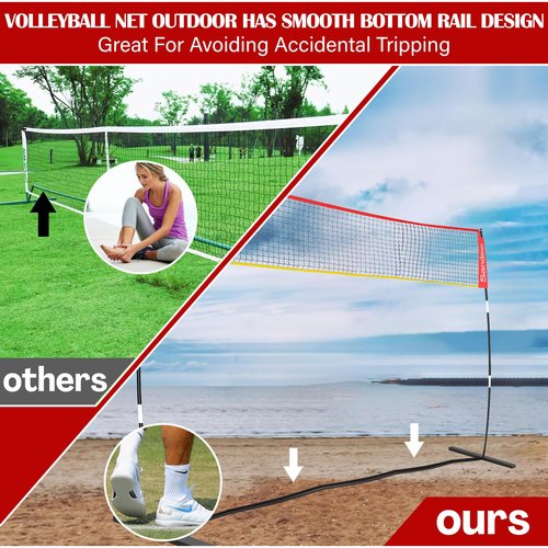Volleyball Net Outdoor for Backyard 12FT Professional Volleyball Nets Set with Height Adjustable, Portable Freestanding Practice Net with Carrying Bag for Beach, Indoor or Outdoor