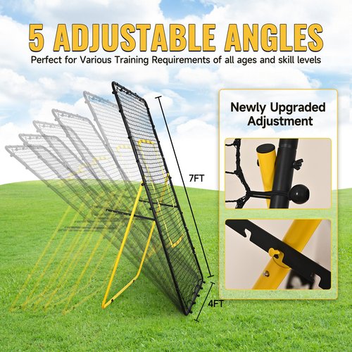 Adjustable Volleyball Rebounder Net 4x7 ft, Portable Bounce Back Volleyball Training Equipment, with Handbag, 2 Sandbags, 4 Metal Stakes for Lacrosse Rebound, for Lacrosse, Baseball, Soccer Practice