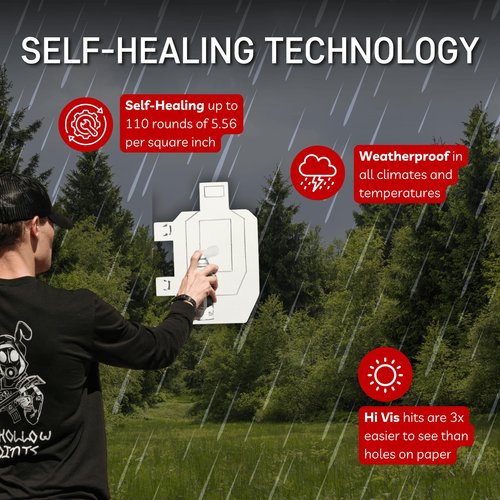 Half Size Infinity Target Bundle – Self-Healing Reactive Shooting Target with Heavy-Duty Stand and High-Visibility Touch-Up Paint – Durable & Reusable for Firearms Training, Tactical, and Range Use