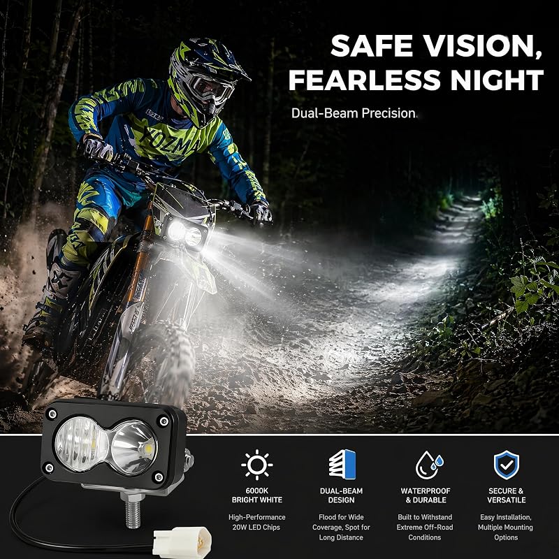 20W 6500K White LED Baja Light for Yozma IN10 Pro Dirt Bike – Direct Replacement