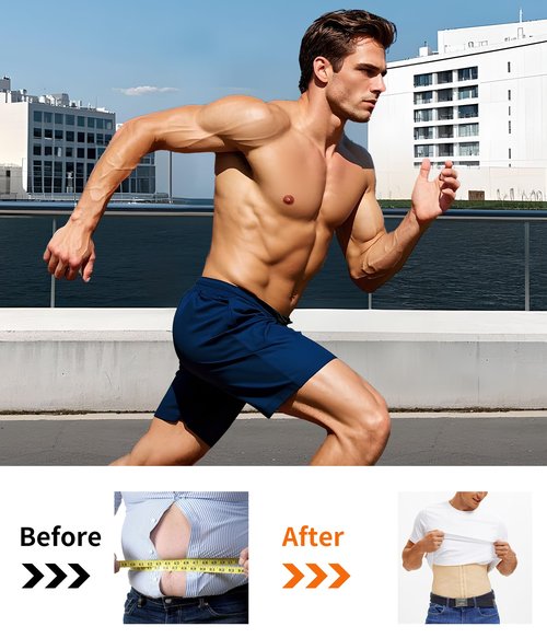 SCARBORO Waist Trainer for Men Faja Body Shaper Tummy Control Sweat Trimmer Corset Stomach Wrap Black-hooks