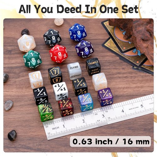 78 Pieces MTG Dice Set with Plus 1 Life Counter & Keyword Token Dice & Shield & Spindown Dice in 12 Colors for Magic The Gathering, MTG, Cards Gaming Accessories