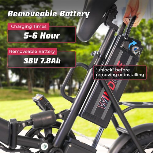 Windone S14 Electric Bike for Adults, Max 19MPH Speed & 28 Miles Range (PAS), 500W Peak Motor and Lightweight & Portable, Dual Shock Absorbers Electric Bicycle, 14" Foldable ebike for Adults and Teens
