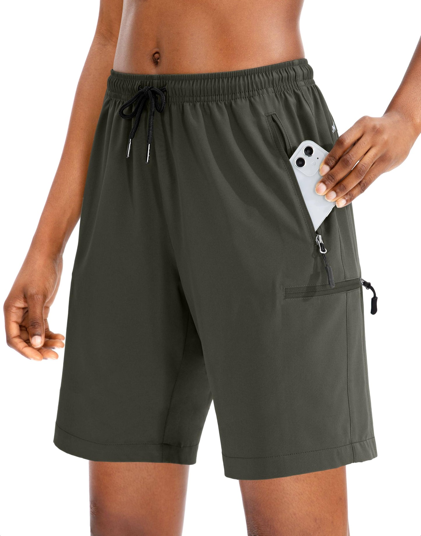 SANTINY Women's 5''/ 7''/9'' Hiking Cargo Shorts Quick Dry Lightweight Summer Shorts for Women Athletic Golf Zipper Pockets(Army Green_3XL)