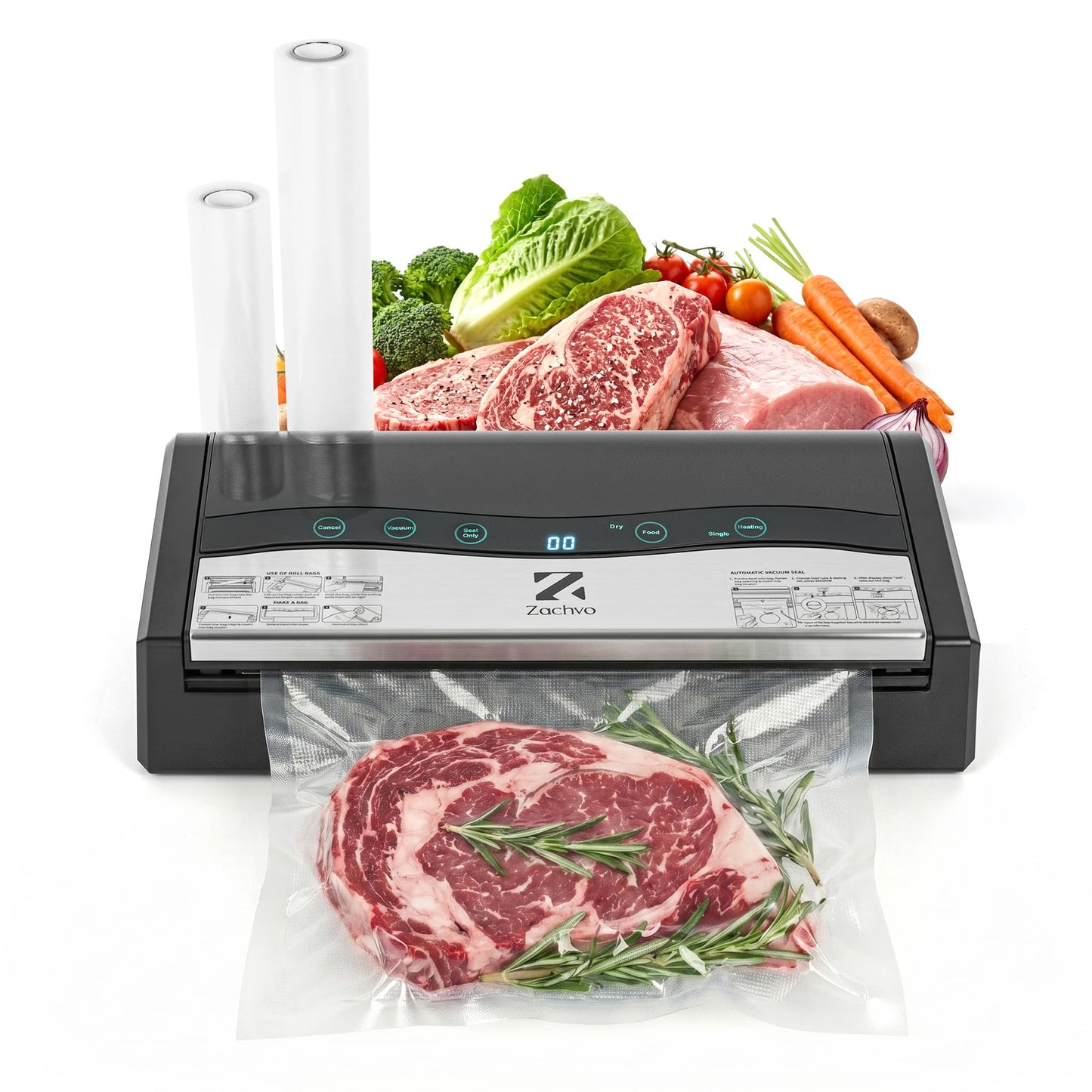 Vacuum Sealer for Food, 90kPa Auto Lock Food Sealer Machine, with Bag Rolls