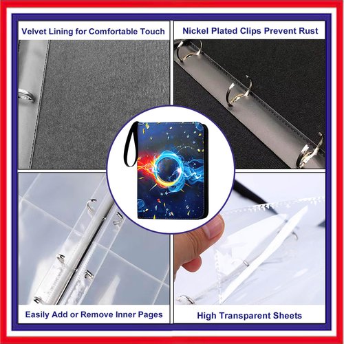 Trading Card Binder 4-Pocket, 400 Top-Loading Slots Collectible Trading Card Album with 50 Removable Double-Sided Pages for MTG, TCG Game Cards and Sports Cards Storage - Black