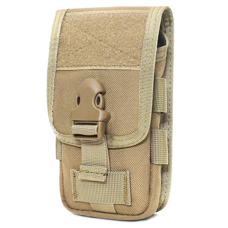 TRIWONDER Tactical Phone Pouch Molle Holster Tan - 25.5x19x5.5 cm EDC Utility Bag