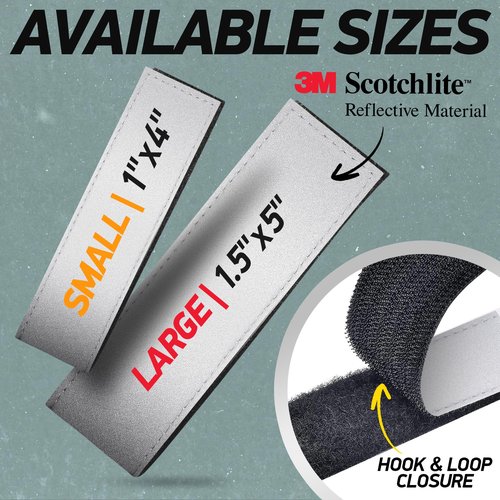 Byllstore Reflective Backpack Bands | 3M Scotchlite Reflectors | Hook-and-Loop Closure | 1x4 Inch Size | 2-Pack (Silver)