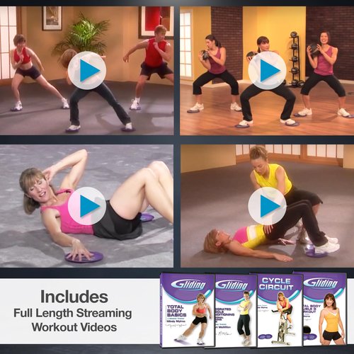Gliding Discs for Working Out - Exercise Sliders for Hardwood Floors 1 Pair Purple, Authentic Workout Sliders Disc for Full Body Resistance Workout, Includes 4 Streaming Video Workouts