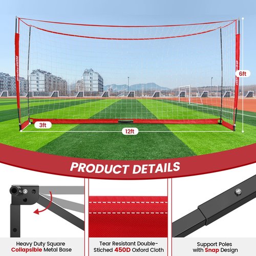 Bearwill Soccer Goal, 12X6FT Soccer Net Easy Setup, Portable Soccer Goals for Backyard with Upgraded Collapsible Metal Base, Outdoor Indoor Soccer Goal Net for Practice with Carry Bag