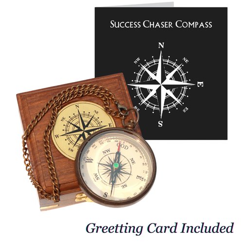 Brass Compass with Wooden Box, 𝗚𝗿𝗮𝗱𝘂𝗮𝘁𝗶𝗼𝗻 𝗚𝗶𝗳𝘁𝘀 𝗳𝗼𝗿 𝗛𝗶𝗺 𝟮𝟬𝟮𝟱, High School, College Graduation Gifts, Inspirational Gifts and Motivational Present, Birthday Gift for Son