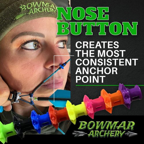 Bowmar Archery Nose Button, Extremely Light Weight, Creates Consistent Anchor Point, Two Sizes Included (Green)