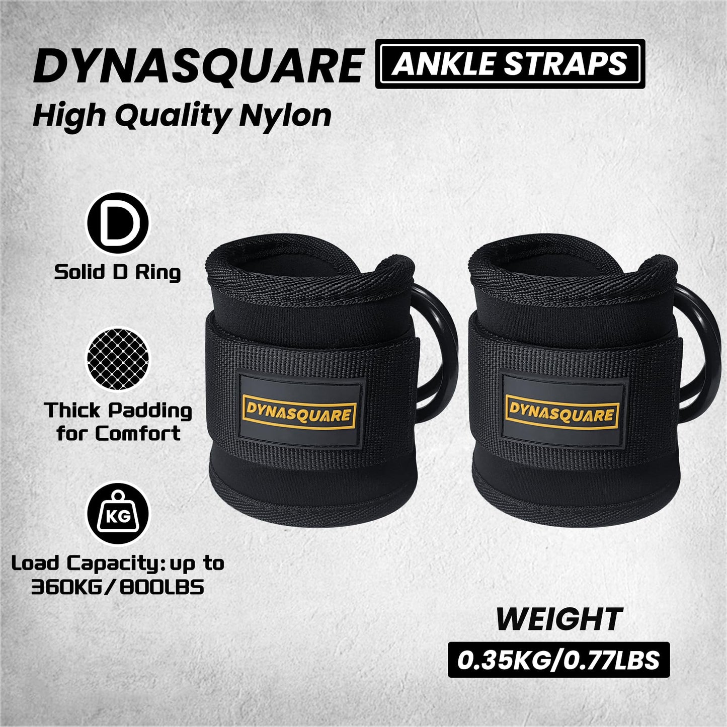 DYNASQUARE Tricep Press Down Cable Machine Attachment, Heavy Duty Solid Steel Body Training Lat Pulldown Home Gym Accessories, Double D Row Handle, V Bar, Ankle Straps, Tricep Rope, Pull Down Bar