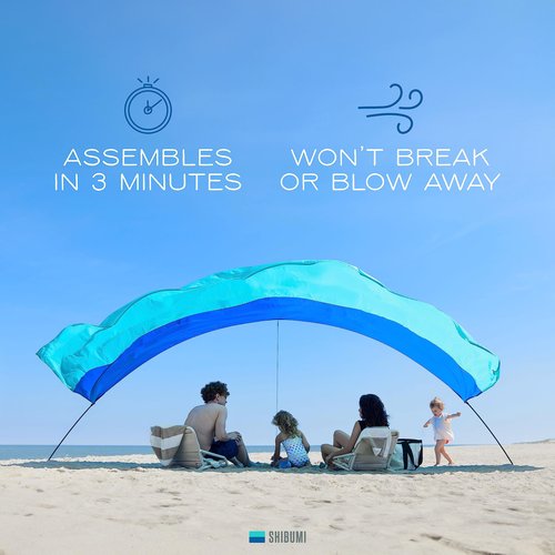 Shibumi Shade® (Previous Generation) - World's Best Beach Shade. The Original Wind Powered® Beach Shade. Lightweight, Easy to Set up and Great for Groups up to 8 People