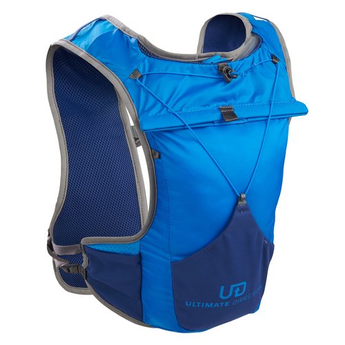 Ultimate Direction Highland Hydration Vest, Includes 1.5L Reservoir, Dedicated Phone Pocket, 10L Storage + Exterior Bungees, Adjustable Fit for Trail Running, MTB Rides, or Long Runs (UD Blue, M/L)