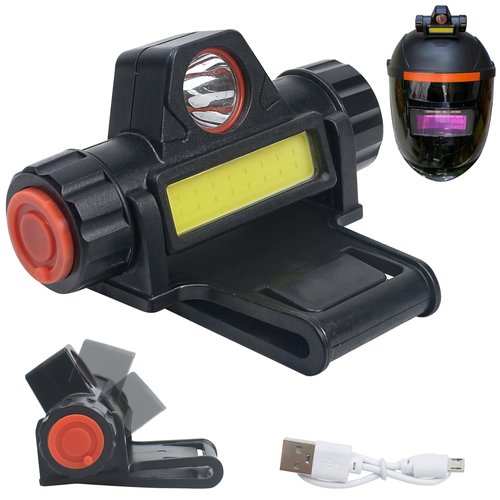 Welding Helmet Light, Hood Attachment Headlight with Mount Holder Rechargeable Cable Led Dimming Strong Dual Headlamp Flashlight Versatile for Large Range Mechanic Automatic Mask Headwear Hard Hat Use