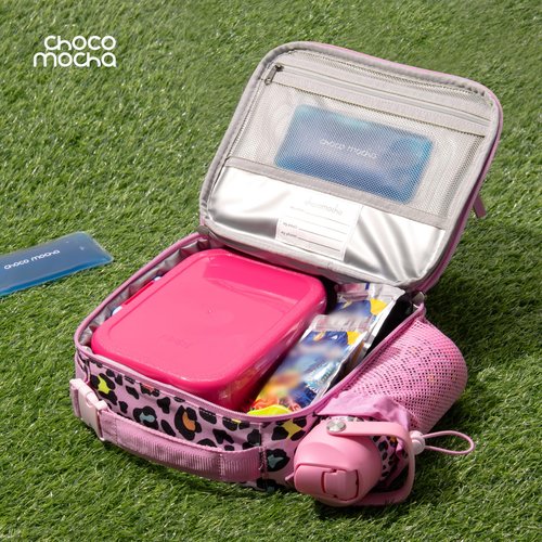 Choco Mocha Strawberry Backpack School Backpack Set for Girls, Kids Backpacks and Lunch Box Set with Water Bottle Elementary School 17 Inch Bookbag, Pink