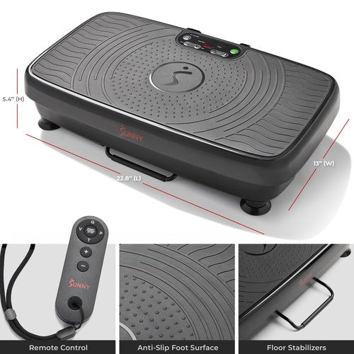 Sunny Health & Fitness FITBOARD Premium 2D Total Body Shaker Platform for Toning, Sculpting & Recovery, Vibration Plate Exercise Machine with Dual Resistance Bands & Wireless Remote ??SF-VP822056