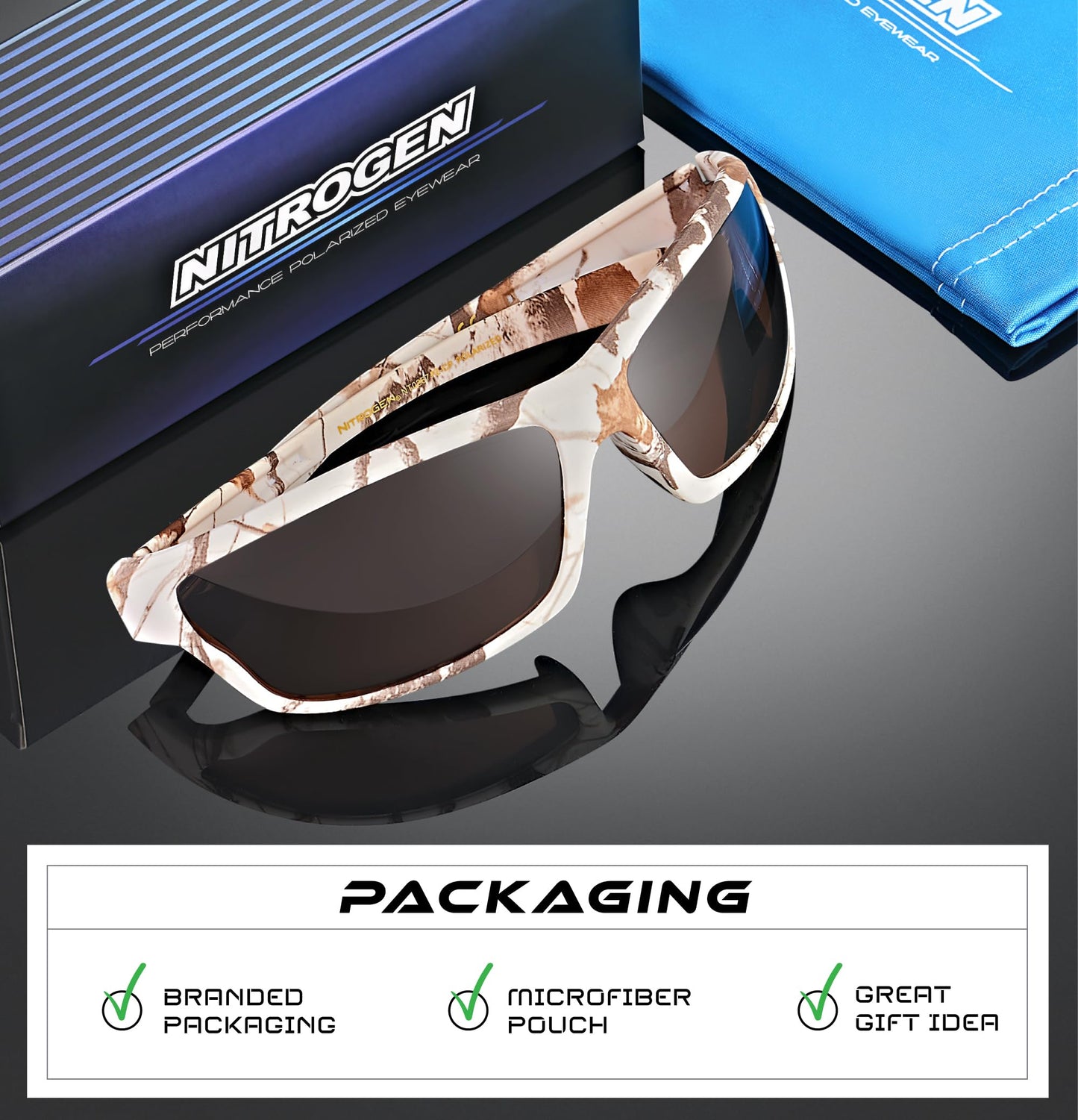 Nitrogen Polarized Wrap Around Sport Sunglasses for Men Women UV400 Driving Fishing Running Sun Glasses
