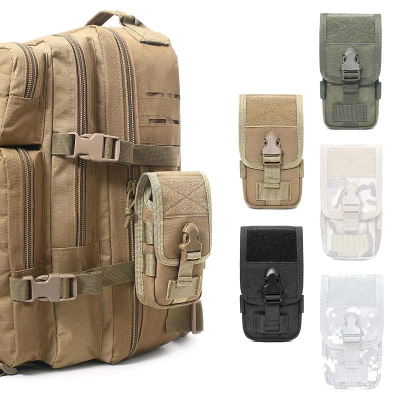 TRIWONDER Tactical Phone Pouch Molle Holster Tan - 25.5x19x5.5 cm EDC Utility Bag