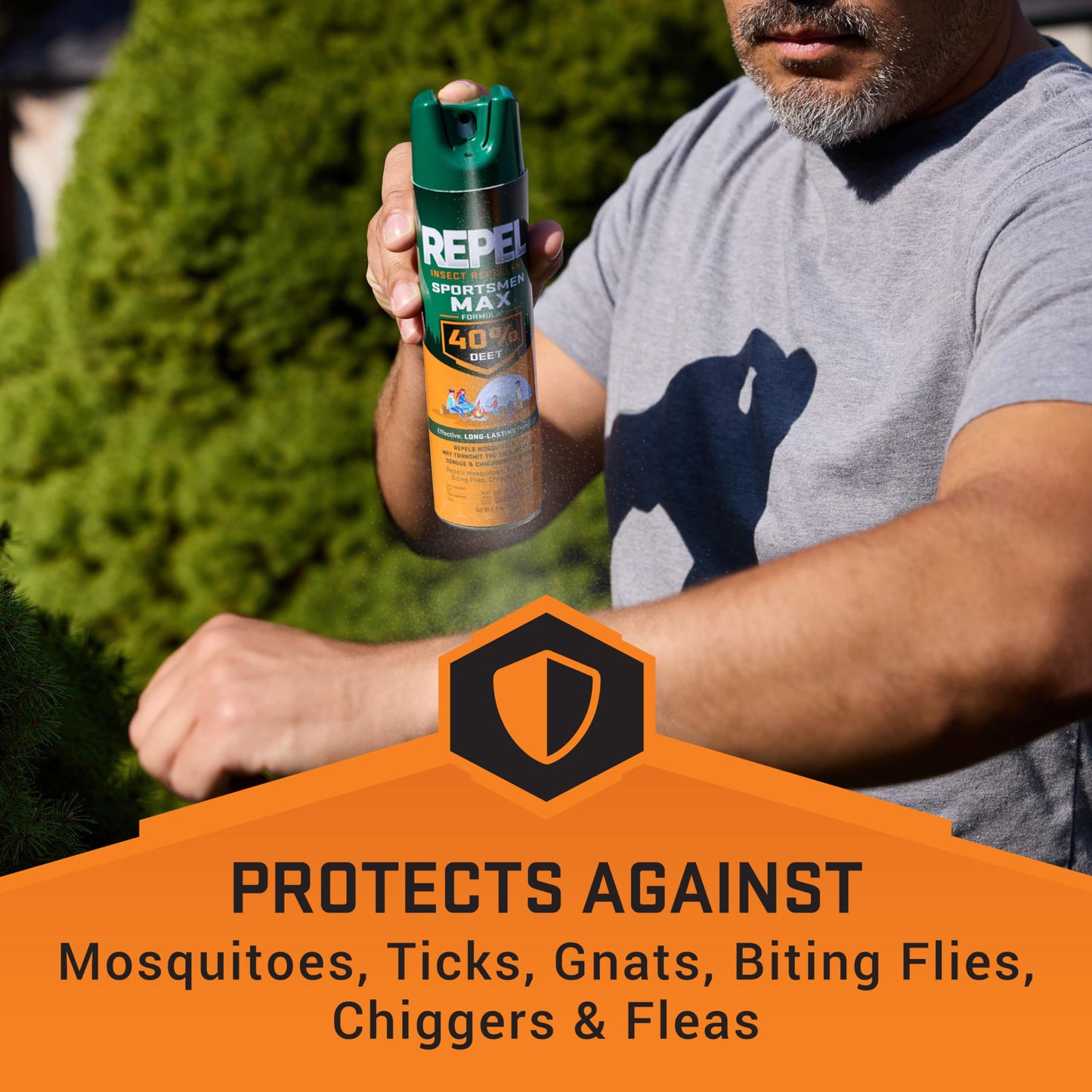 Repel Insect Repellent Sportsmen Max Formula 40% DEET, 2-6.5 Ounce Aerosol Cans, 2 Pack, Long-Lasting Aerosol Insect Repellent Spray Repels Mosquitoes, Ticks, Gnats, Biting Flies, Chiggers And Fleas
