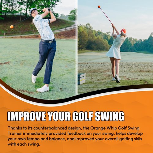 Orange Whip Golf Swing Trainer Aid, Patented Counterbalanced Golf Swing Aid, Made in The USA, 47"