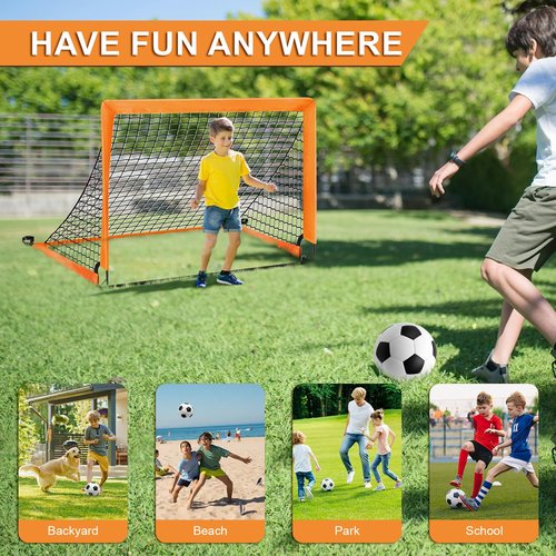 KIFFRIDE Soccer Goals for Backyard,4' X 3' Soccer Goal Net Set,Kids Soccer Goal for Backyard Training Equipment with Cones and Storage Soccer Net.