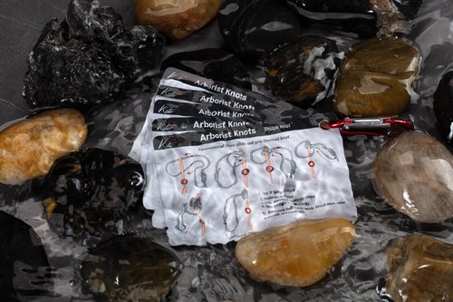 Kutir Arborist Knots Card Set - 10 Essential Knots for Camping, Climbing, & More - Waterproof Pocket Guide with a Carabiner