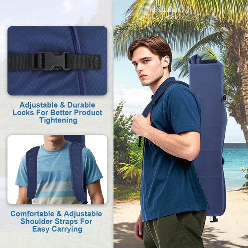 Folding Camping Chairs Canopy Outdoor: Sports Portable Beach Chair with Canopy-Lawn Beach Chairs with Umbrella for Adults-Camping Chair with Shade for Fishing Camp Heavy Duty (Regular, Navy Blue)