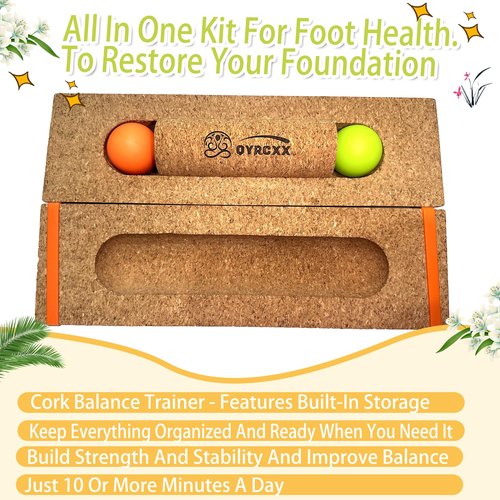 Balance Board - Cork Balancing Board, Foot Strengthener for Enhanced Foot Function, Unique Design for Balance Stability, Improve Mobility, Foot Strength, Balance Trainer - Prevent Falls (Cork-35cm)
