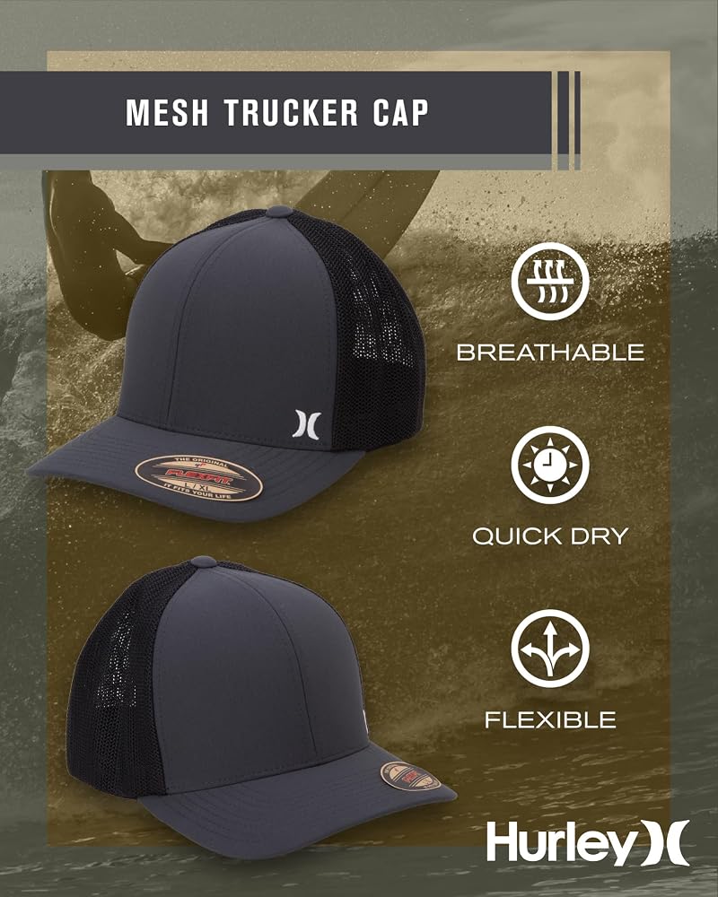 Hurley Mini Icon Mesh Fitted Trucker Cap Anthracite Large XL