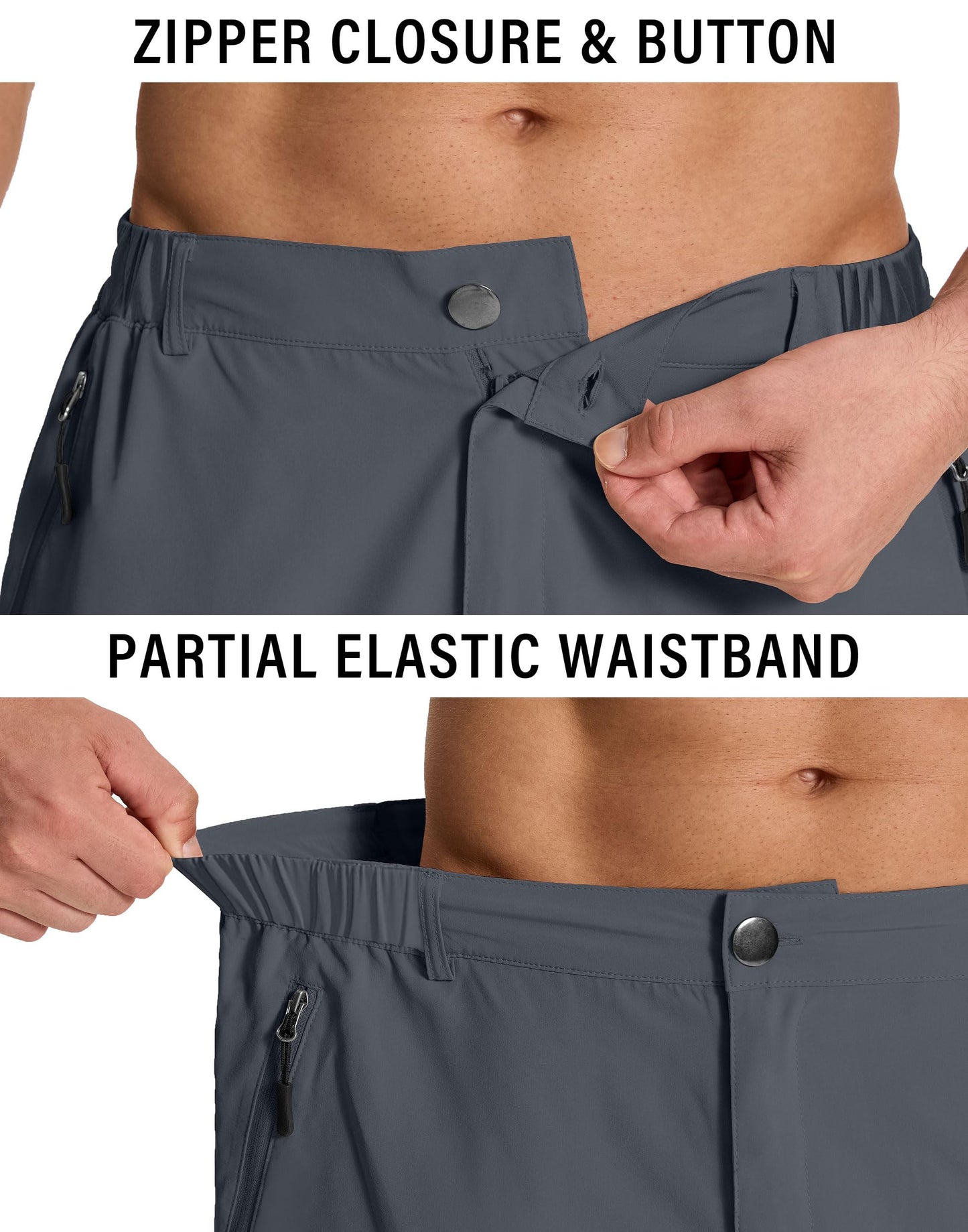 SERAMY Mens Hiking Cargo Shorts with 6 Zipper Pockets 9" Quick-Dry Lightweight Short for Golf Casual Fishing Outdoor Work