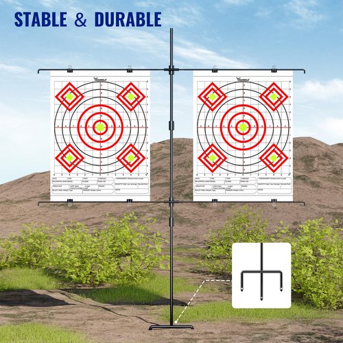 Highwild Adjustable Steel Paper Target Stand with 8 Clips