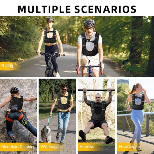 Prodigen Adjustable Weighted Vest 10-18 lbs for Women Men for Running Walking Cardio and Strength Training with Shoulder Pads and Reflective Stripe