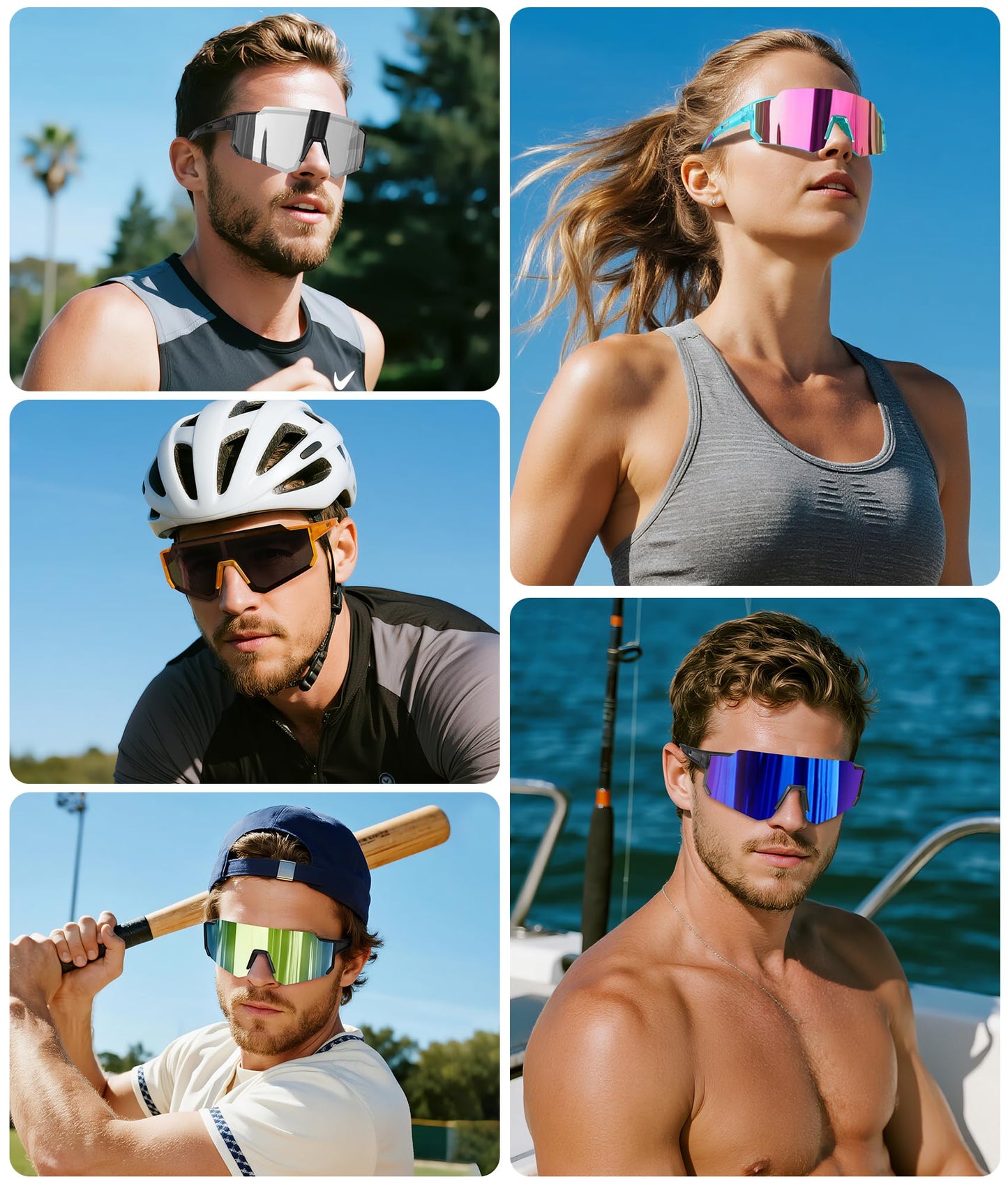 STORYCOAST Sports Running Sunglasses for Men Women Cycling Driving Fishing Bike Sunglasses Polarized UV400 Protection 3Pack Matte Black/Gray+ Black/Gray+ Black/Gray