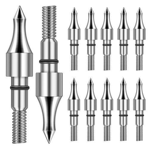 Cheimaxy 12Pcs 100 Grain Field Tips, High Precision Field Arrow Tips, Screw-in Archery Arrow Points for Compound Bow, Available for Archery Field and Hunting Arrow Target Practice