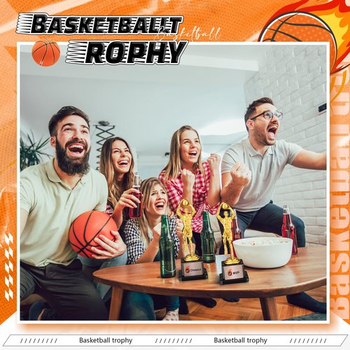 Silipull 12 Pack Basketball Trophy Award Kits 6.7 Inch Sports Award Medals with Stickers Sports Contest Trophies Bulk Plaques Team Prize Gift Trophies for Competition