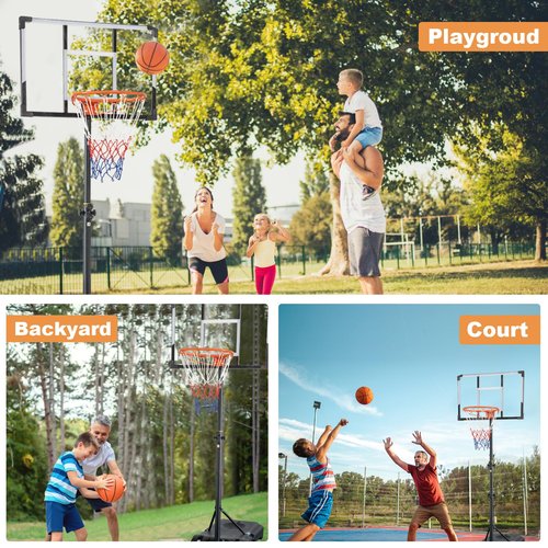 Basketball Hoop Portable with 33 inch PC Backboard, 4.82-8.53ft Adjustable Basketball Goals with Sandbag Outdoor Indoor Pool
