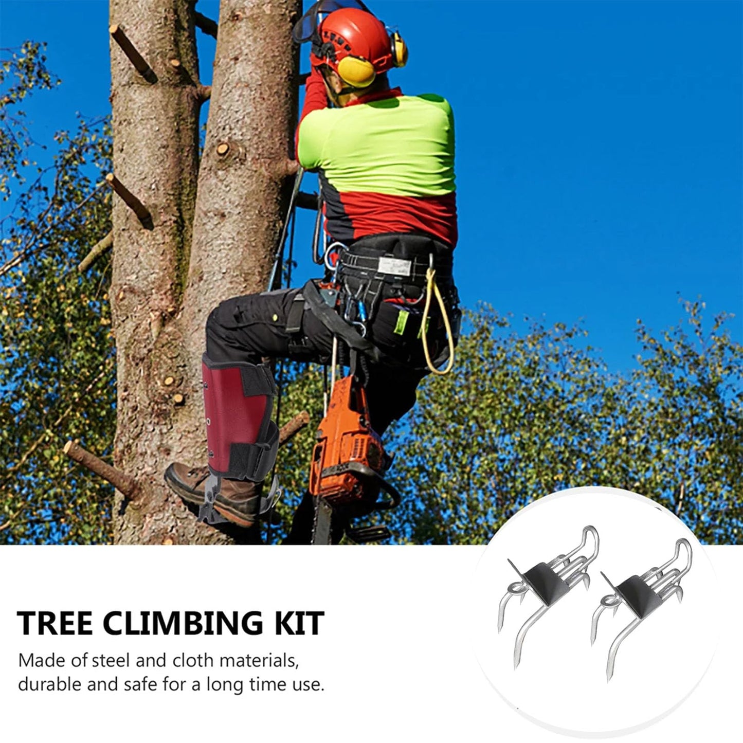 2025 Upgrade 5 Teeth Outdoor Tree-Climbing Anti-Slip Cat Claw Shoes Set, with Adjustable Elastic Bands (1 Pair 5 Claws Tree Climbing+Elastic Band)