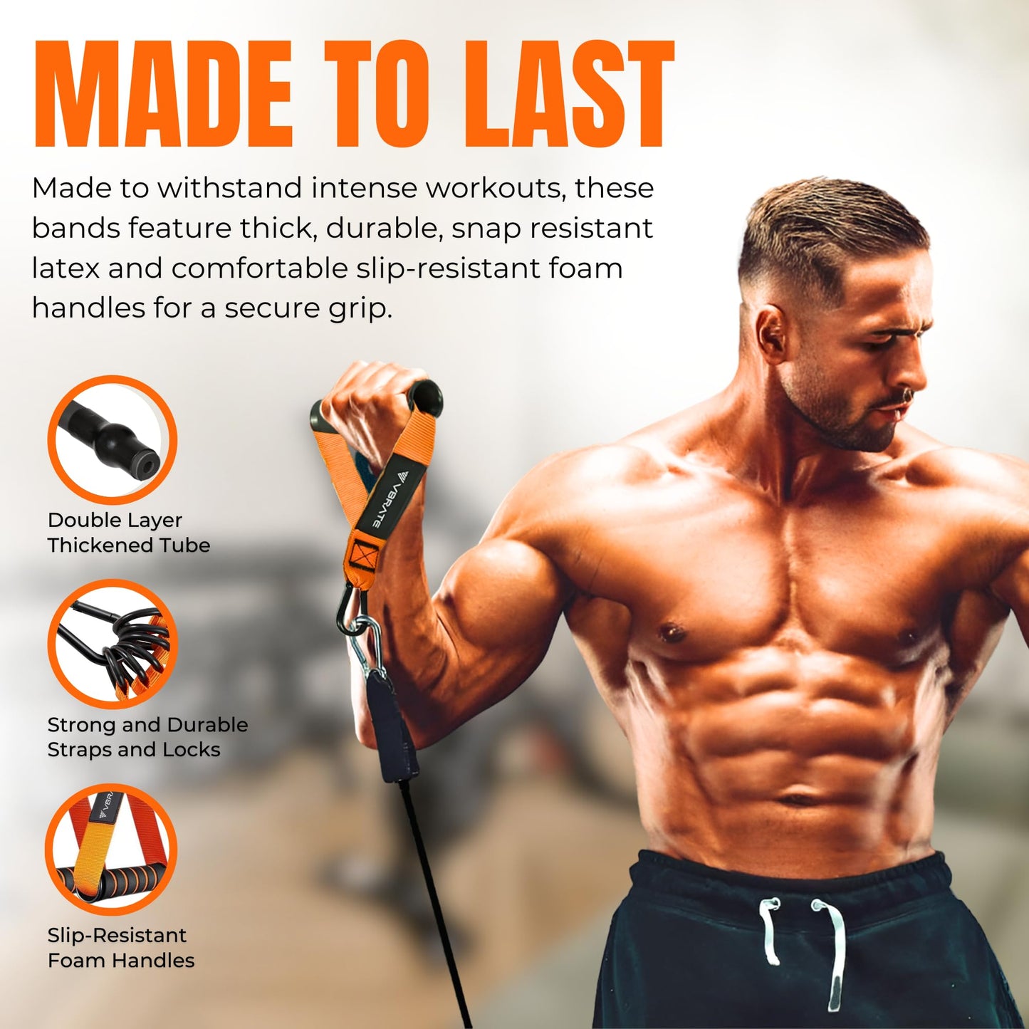 Resistance Bands Set - Heavy Exercise Bands with Handles, Door Anchor, Ankle Straps - Fitness Bands for Working Out Men - Workout Bands Set for Muscle Training (450-LBS)