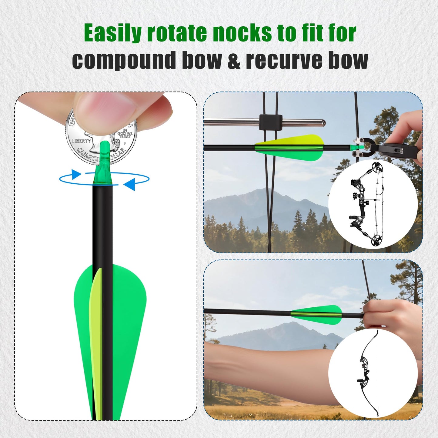 NorthSpoor 30" 18Pcs Archery Carbon Arrows Practice Hunting Arrow with Removable Tips Shaft Spine 500 for Both Compound Bow and Recurve Bows