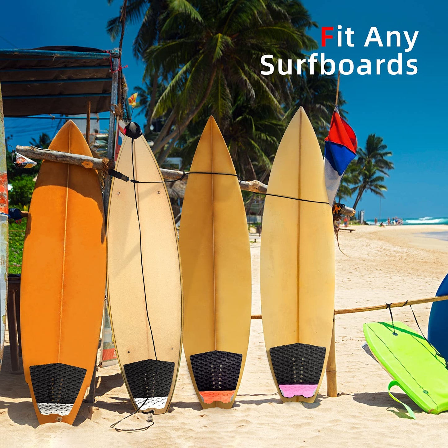 Abahub 3 Piece EVA Surfboard Deck Traction Pads with Kicker for Stomp Skimboards, Surf Boards, Funboard, Fish Board, Blue