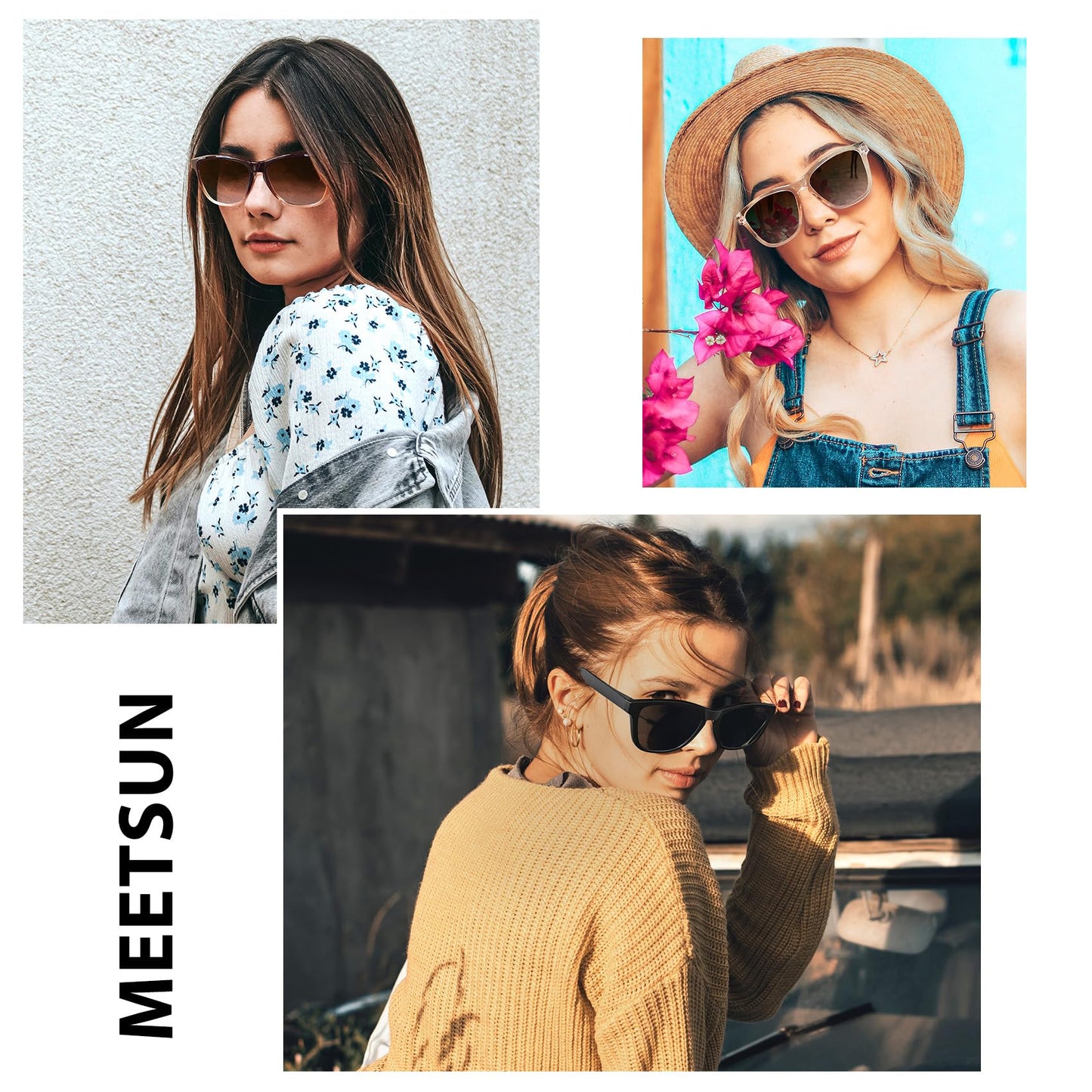 MEETSUN Polarized Sunglasses for Women Men Trendy Retro Square Shades