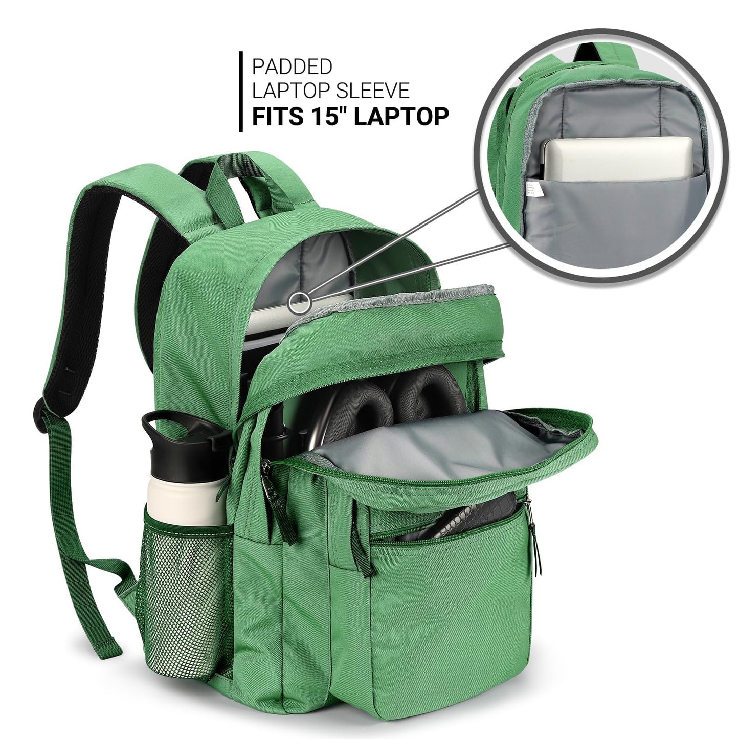 ZORFIN 26L Backpack for College, and Travel: Water Resistant Bookbag - Lemon Green